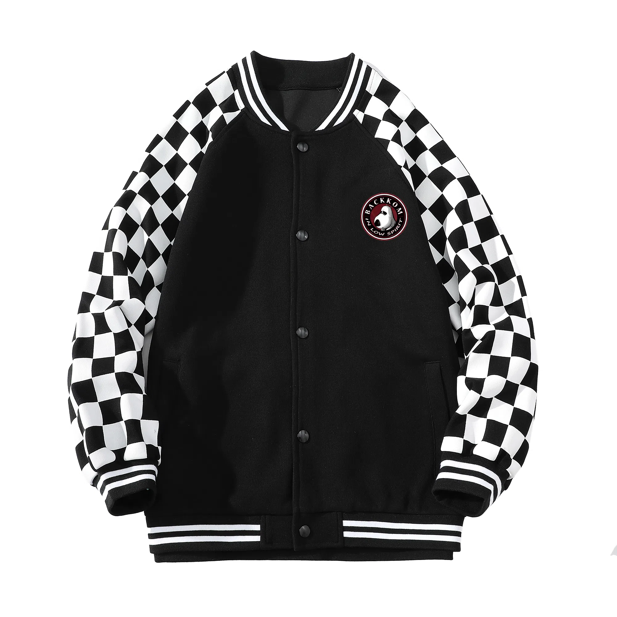 大卫贝肯  美式复古高街袖子格子纹设计日常通勤百搭休闲宽松潮流长袖棒球服 男女同款