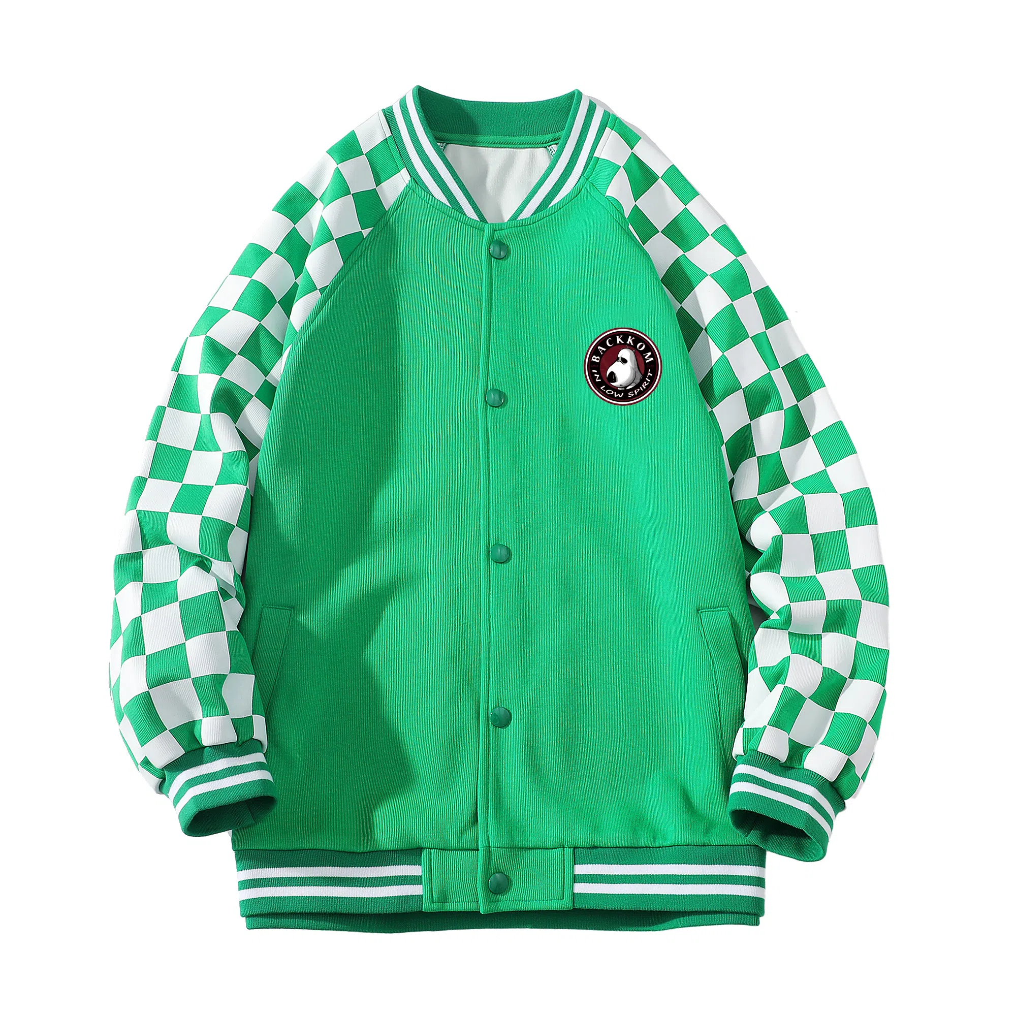 大卫贝肯  美式复古高街袖子格子纹设计日常通勤百搭休闲宽松潮流长袖棒球服 男女同款