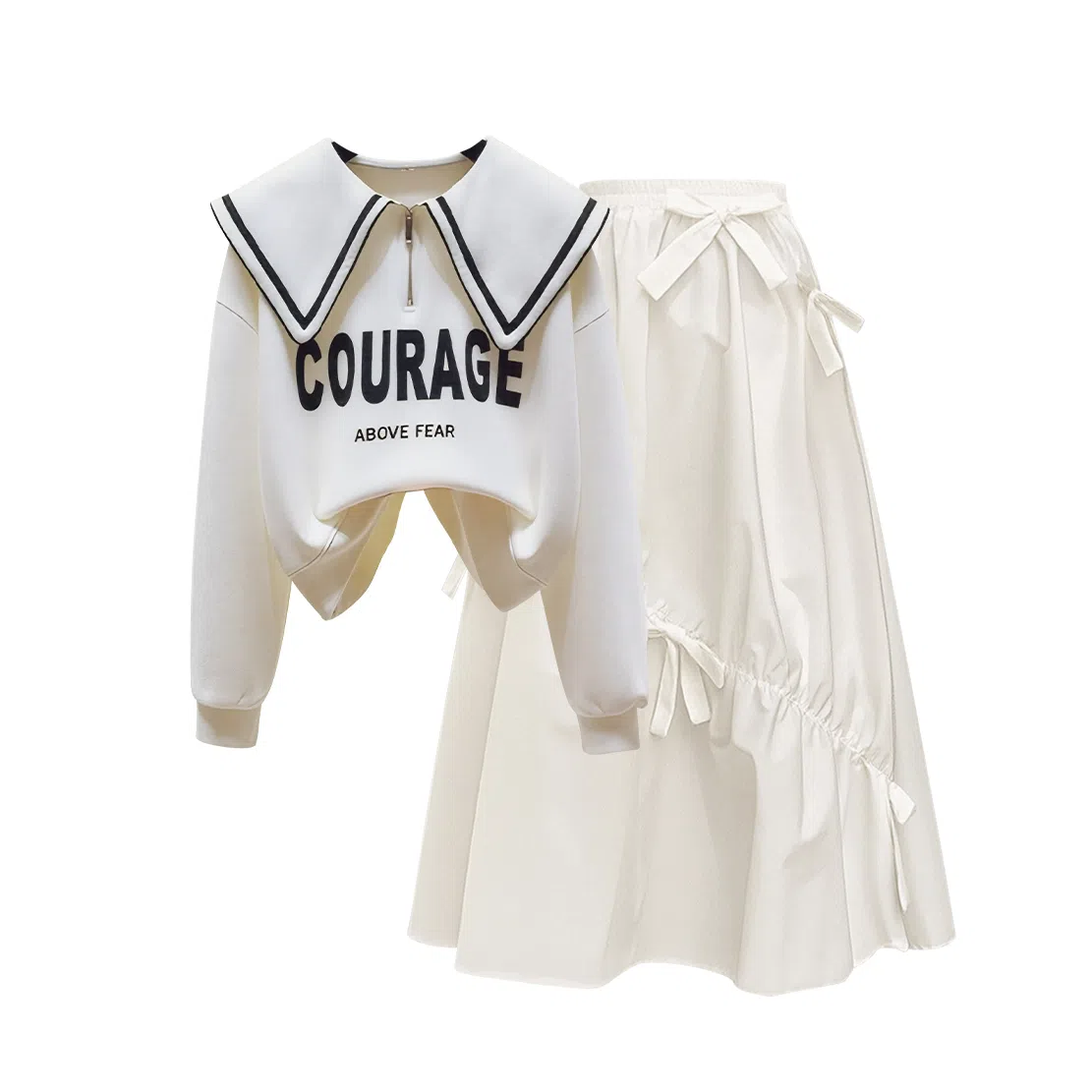 棉购 气质简约长袖上衣优雅百搭裙子裙装套装 女款