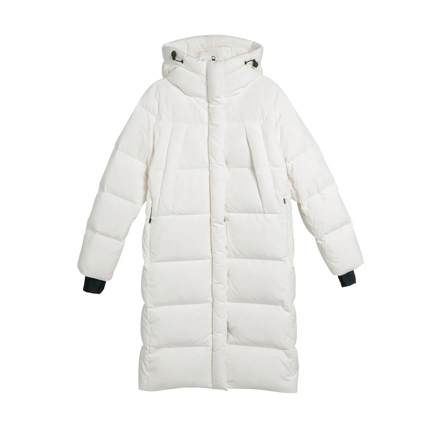 鸭鸭 纯色简约休闲时尚百搭通勤连帽长款羽绒服 男女同款