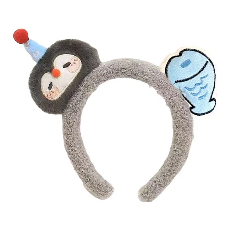 蒙妮 创意卡通企鹅小鱼毛绒头箍可爱少女发卡 树脂/绒布 发箍 男女同款情侣款
