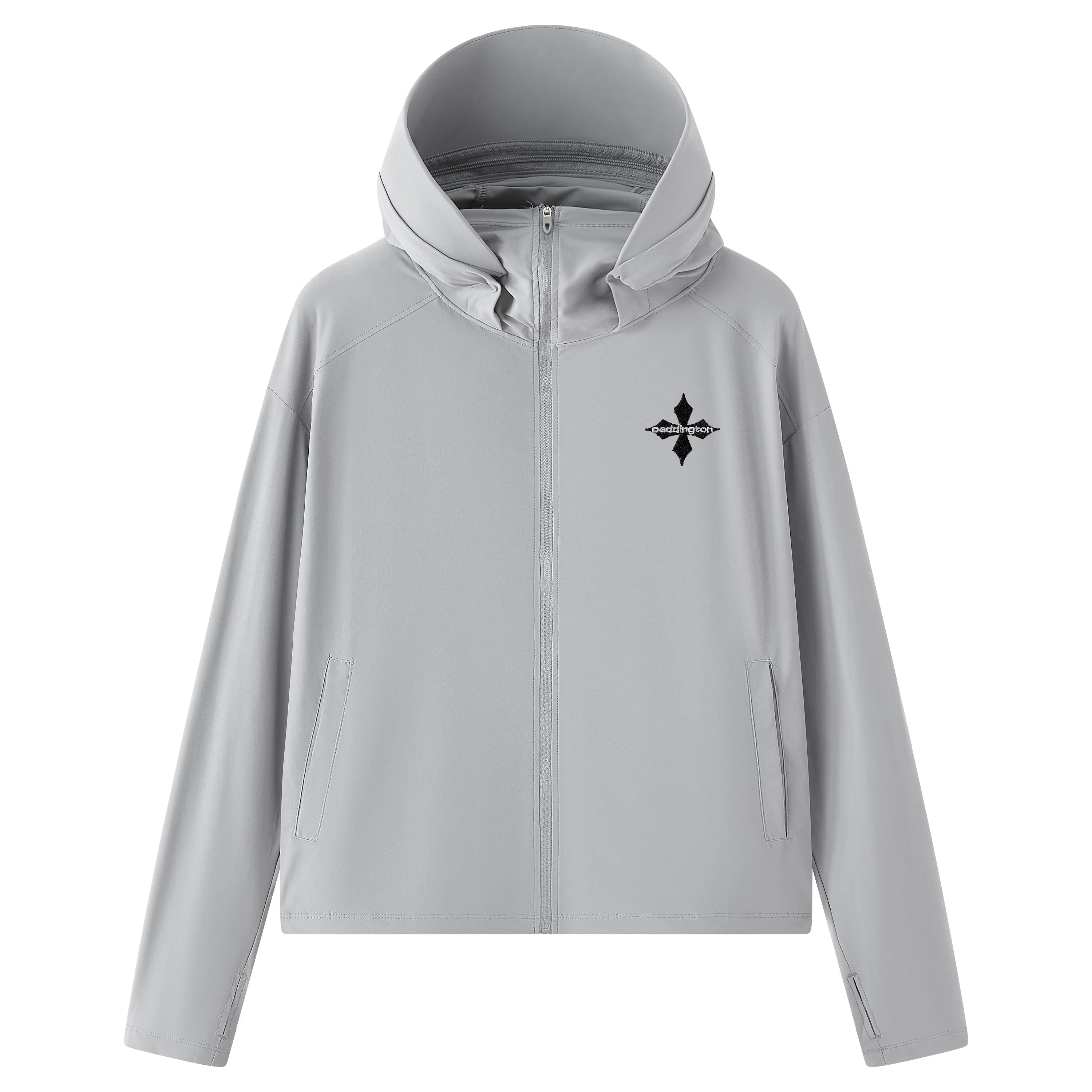 帕丁顿熊 基础款复古简约十字菱形刺绣纯色宽松短板连帽户外功能性凉感高弹力亲肤超轻速干透气皮肤衣防水防紫外线 凉感超轻透气防晒服 男女同款