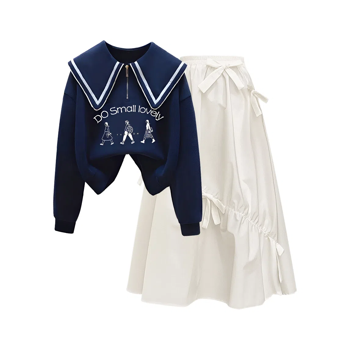 棉购 气质简约长袖上衣优雅百搭裙子裙装套装 女款