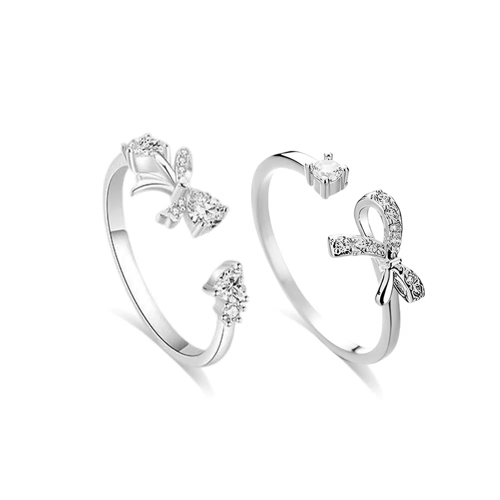 希遇 甜心公主对戒甜美蝴蝶结闪钻开口可调节小众轻奢简约百搭小众设计气质高级感#好运 锆石 戒指 男女同款情侣款