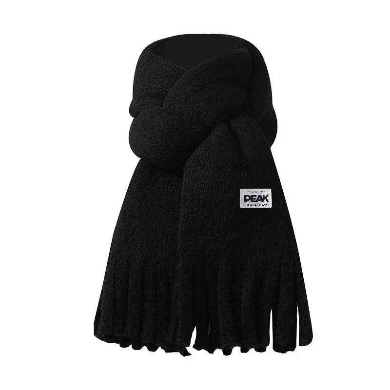 匹克 秋冬季时尚纯色简约亲肤软糯保暖流苏设计 毛线 绒线围巾 男女同款情侣款