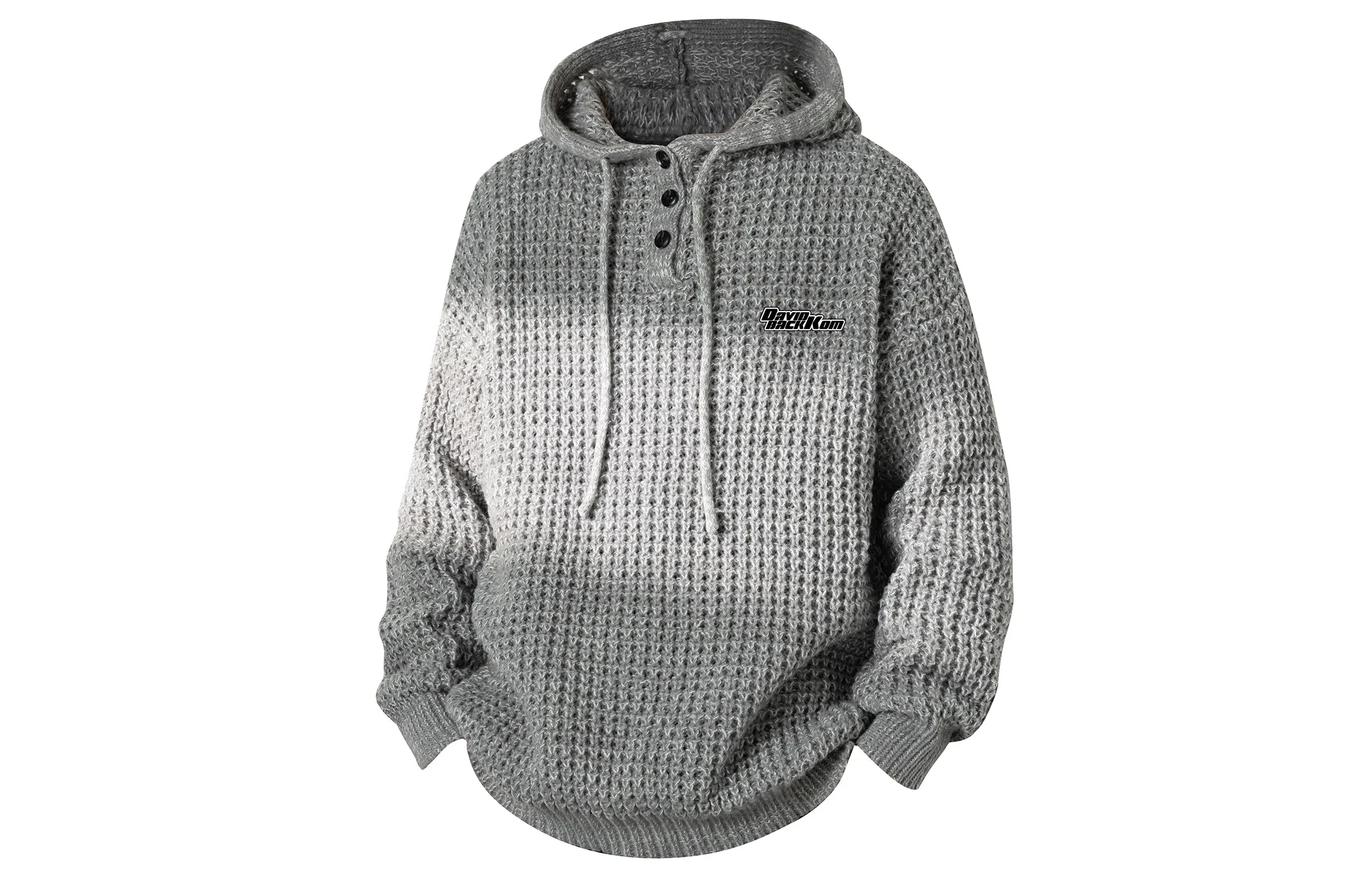 大卫贝肯 港风复古简约连帽基础款纯色字母印花宽松软糯秋冬慵懒套头外套针织毛衣 男女同款