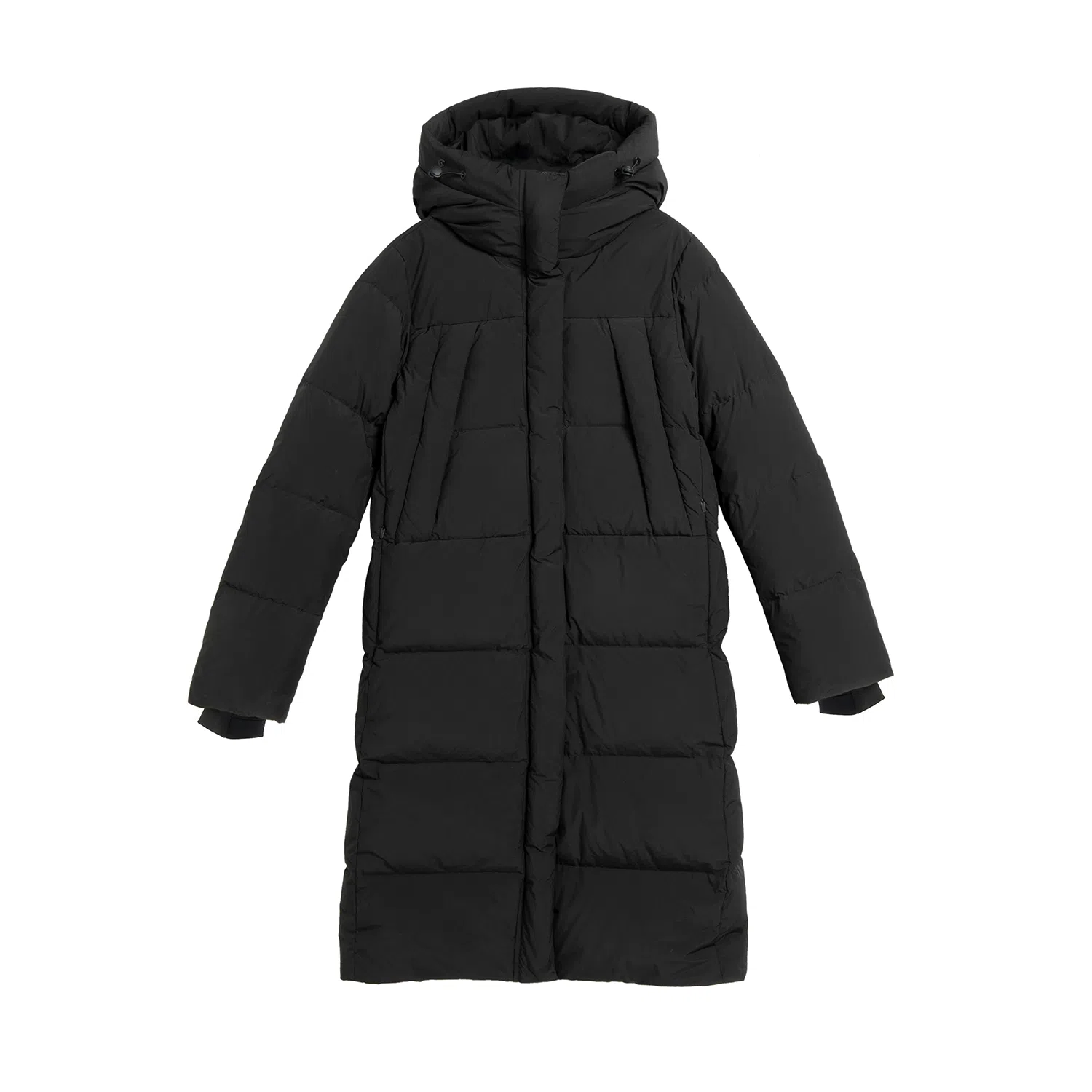 鸭鸭 纯色简约休闲时尚百搭通勤连帽长款羽绒服 男女同款