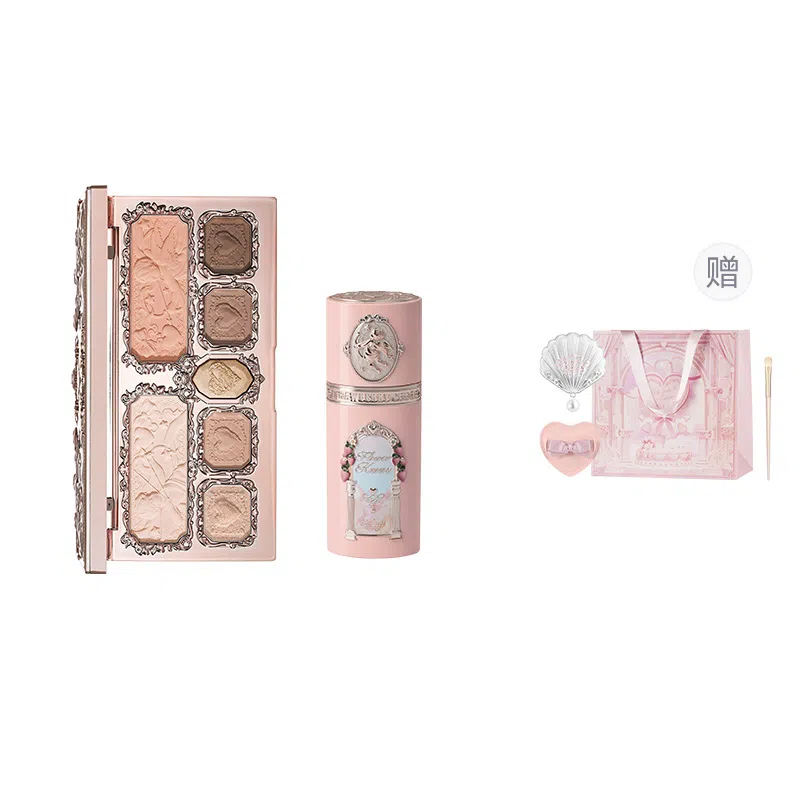 花知晓 糖心组合草莓丘比特液体腮红面部综合盘套组 自然奶油肌哑光