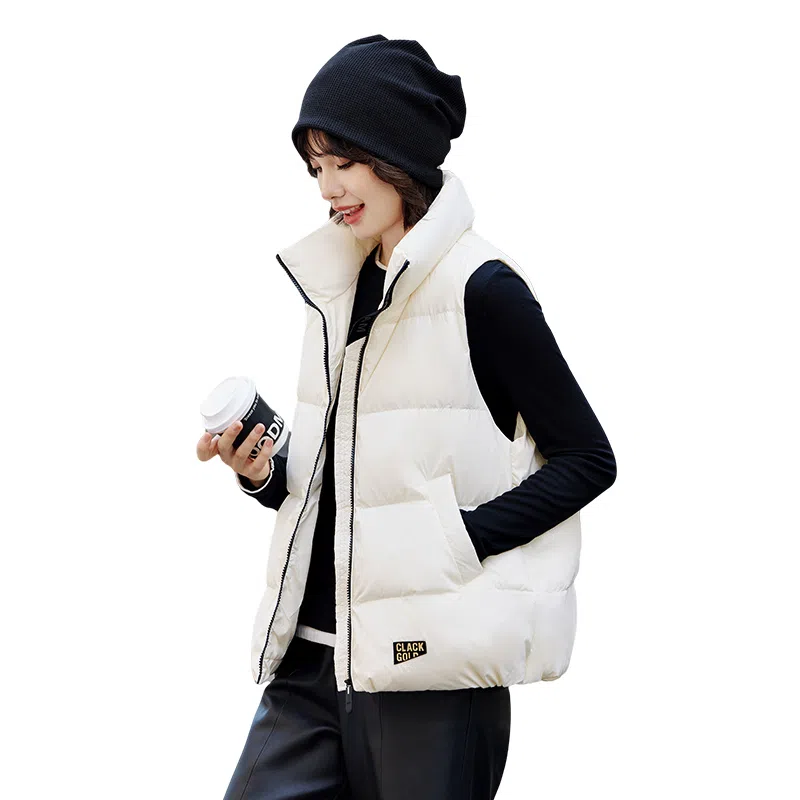 鸭鸭  黑金系列 纯色基础款保暖时尚宽松立领潮流百搭简约通勤  羽绒马甲  女款