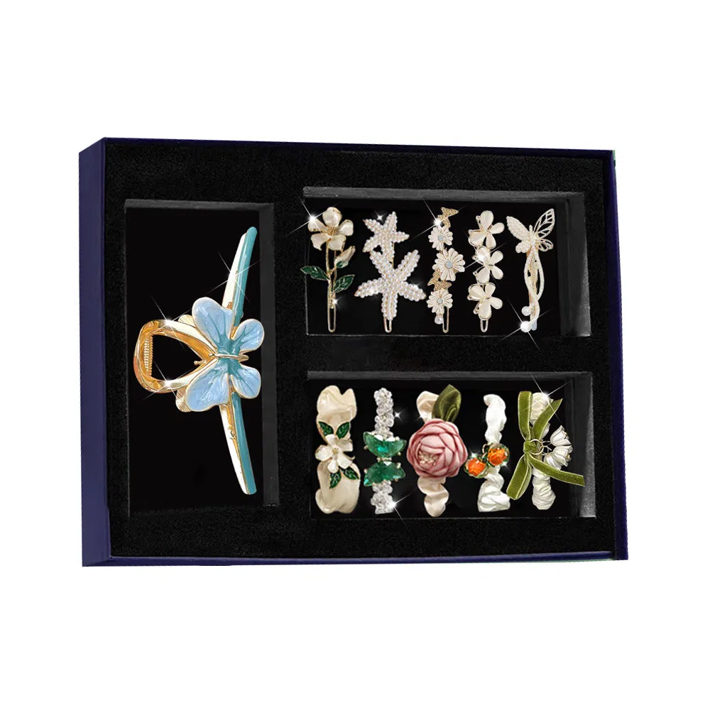 缔晶 森系甜美春夏发饰套装 优雅时尚日常百搭通勤配饰礼盒 合金 发夹 女款