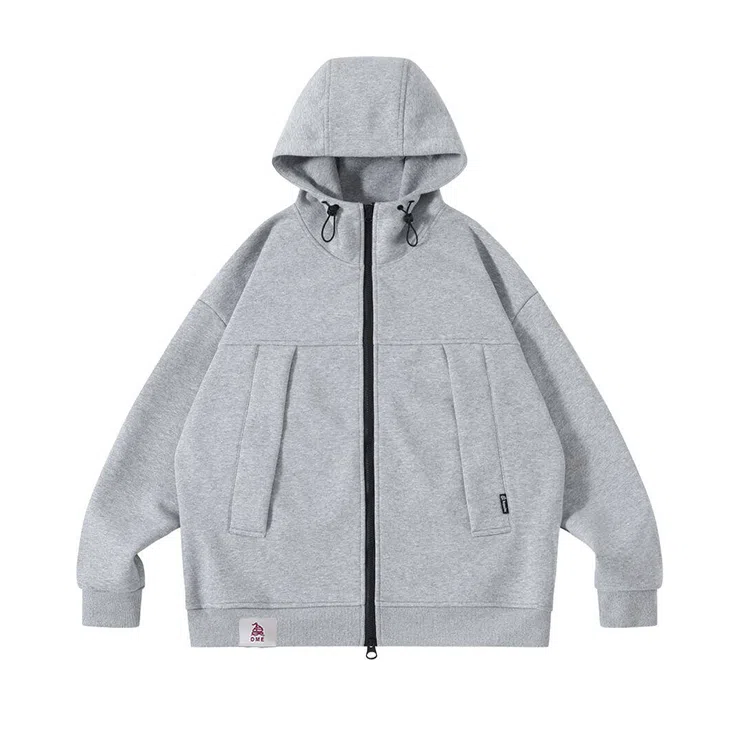 【dme】 秋季潮牌重磅日系休闲复古简约百搭街头情侣日常户外运动连帽拉链水洗色块港风宽松上衣长袖卫衣 男女同款