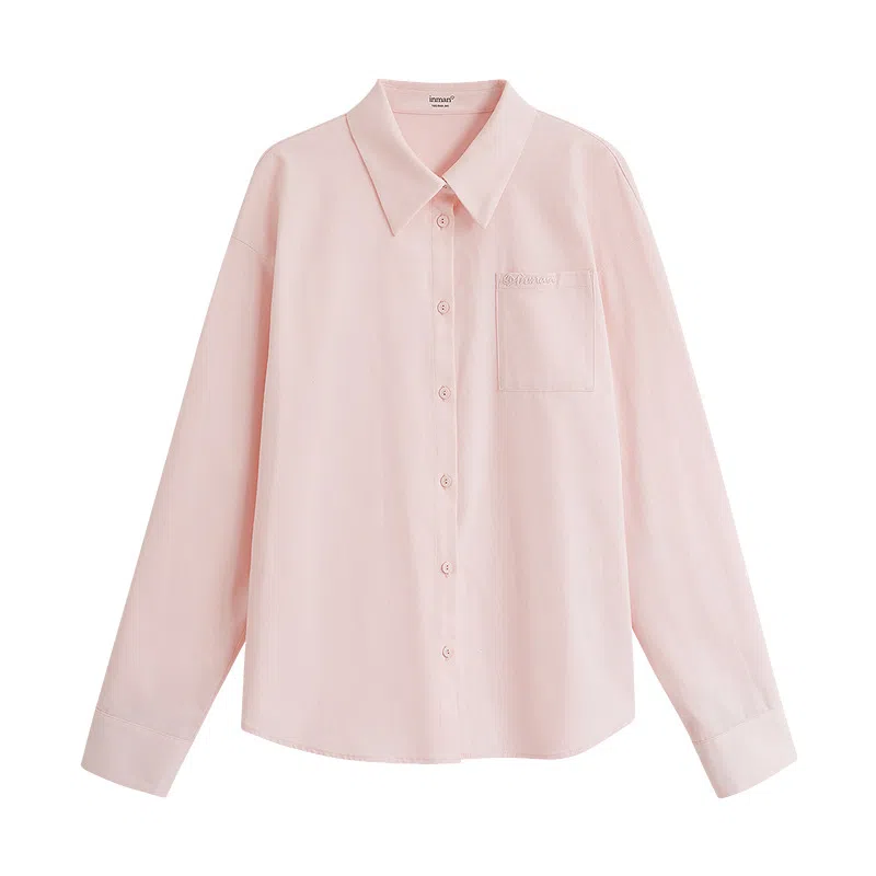 茵曼 条纹绣花袖口宽松落肩长袖衬衫 女款