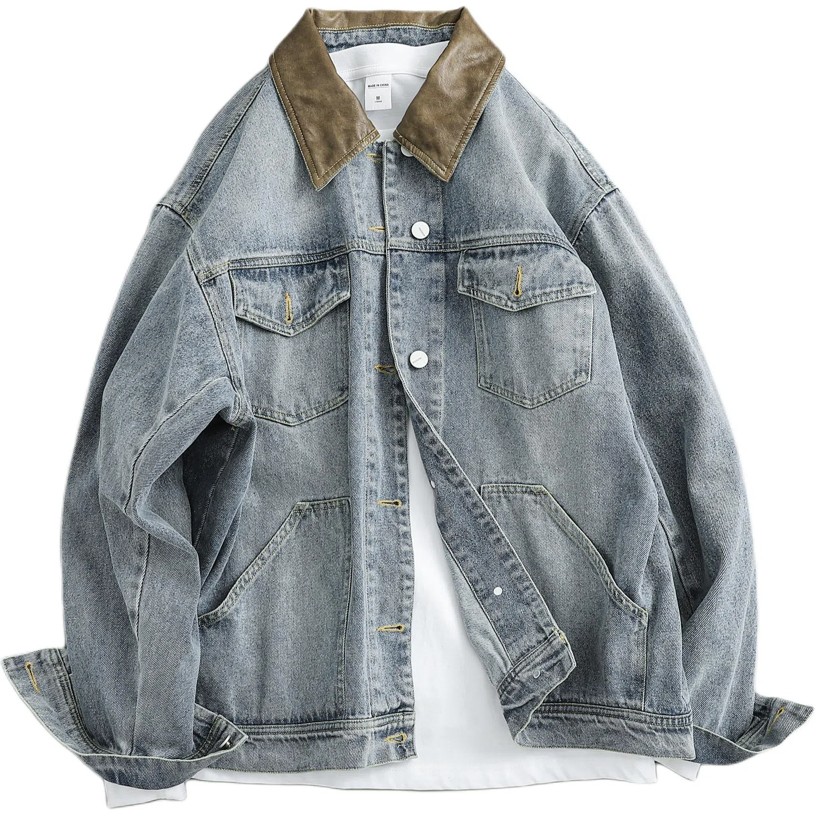 Gongnu Vintage Washed Denim Jacket