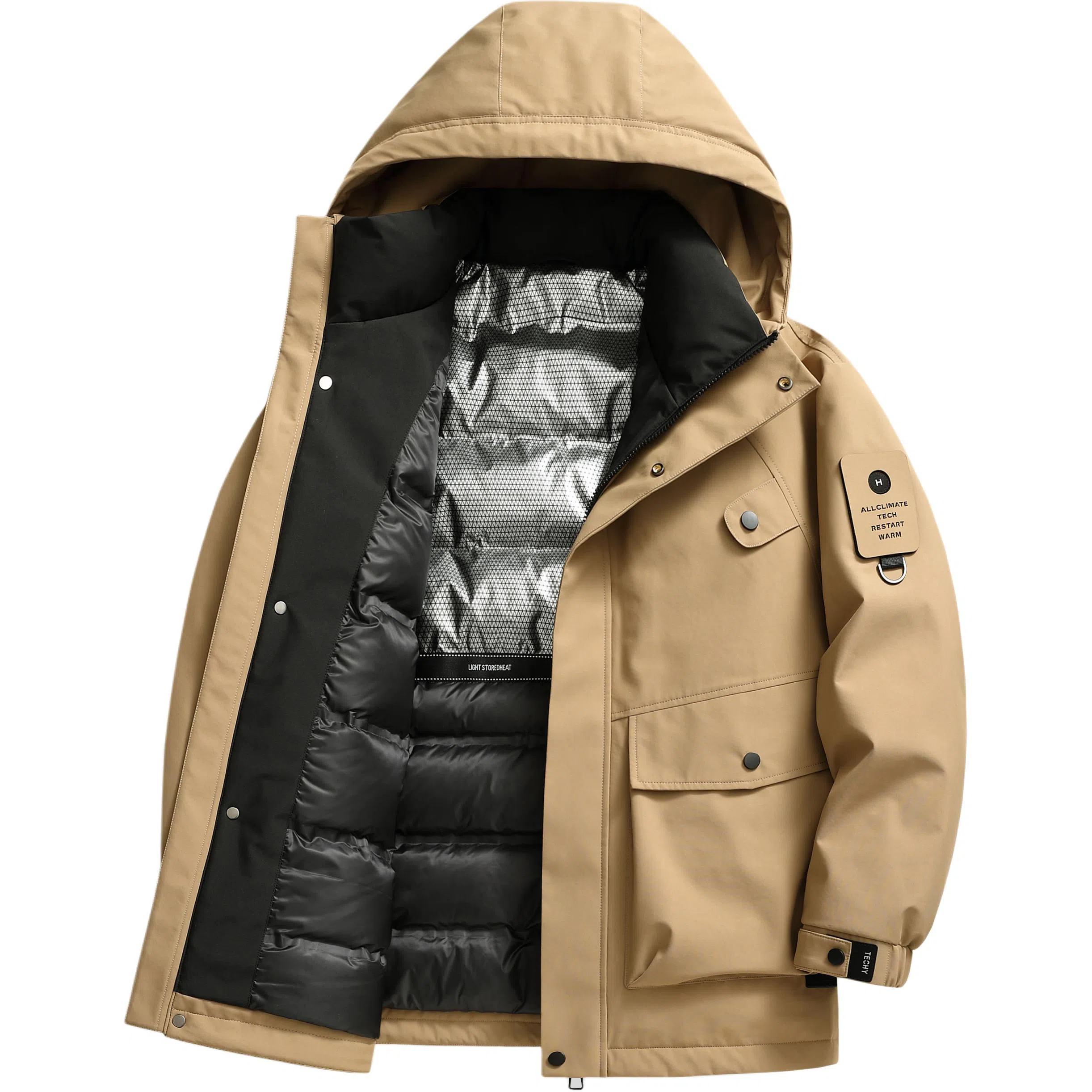 鸭鸭 休闲时尚机能风纯色工装宽松保暖百搭羽绒服 男女同款