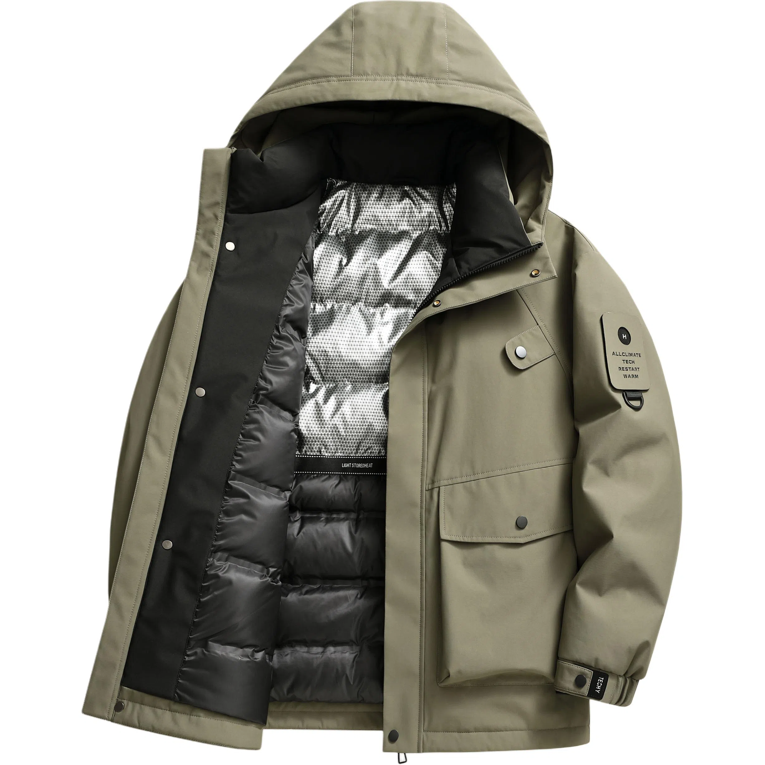 鸭鸭 休闲时尚机能风纯色工装宽松保暖百搭羽绒服 男女同款