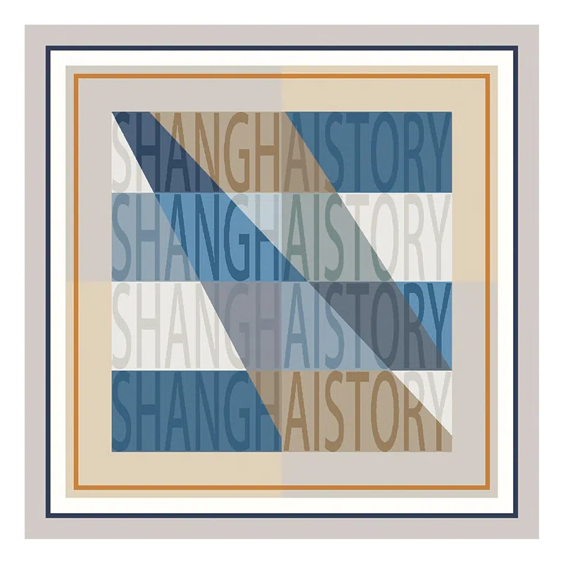 上海故事 双面印花人字纹中方巾 桑蚕丝 丝巾 女款