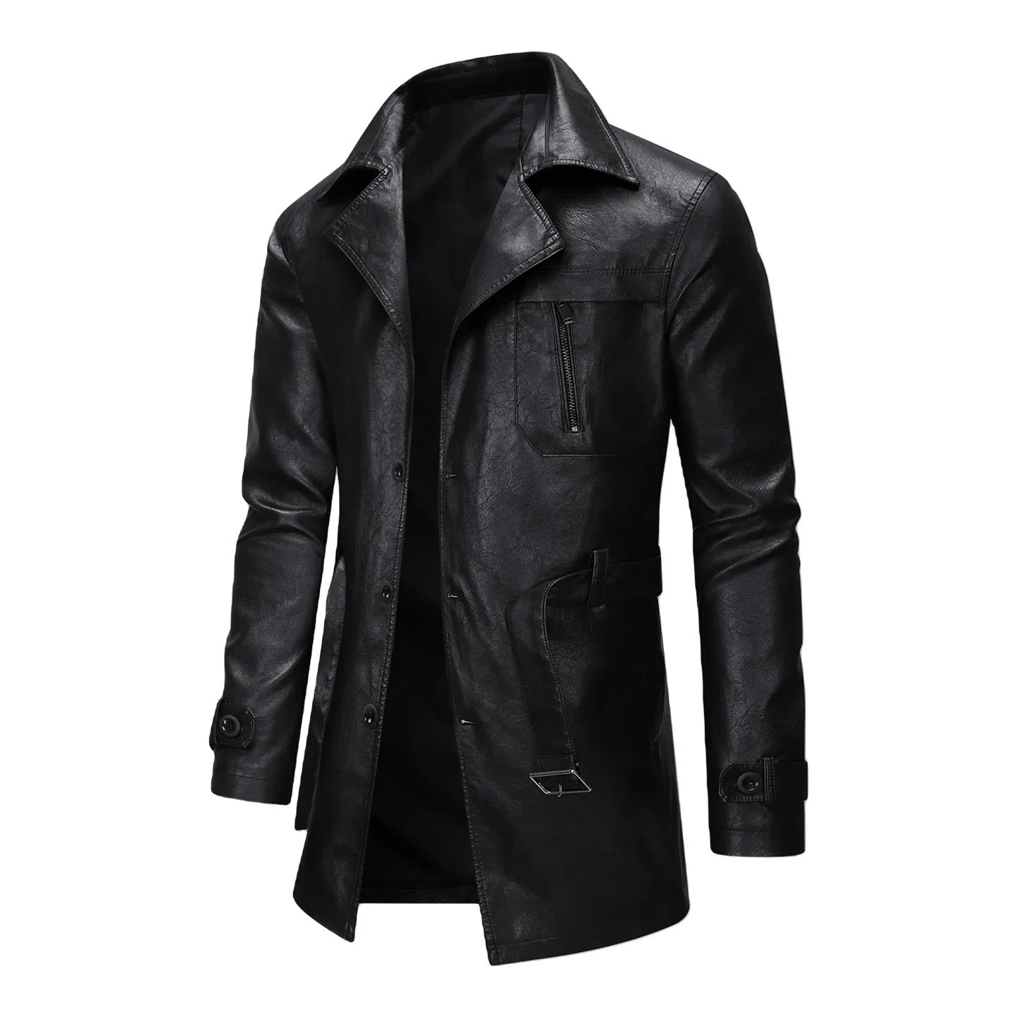 金盾 双排扣中长款皮衣夹克外套 男款