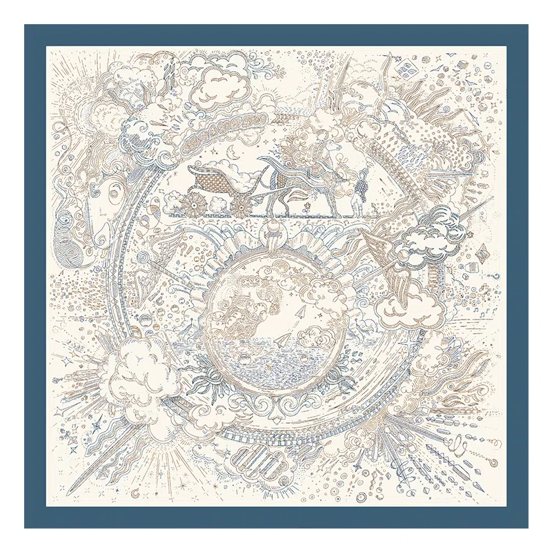 上海故事 双面印花人字纹中方巾 桑蚕丝 丝巾 女款