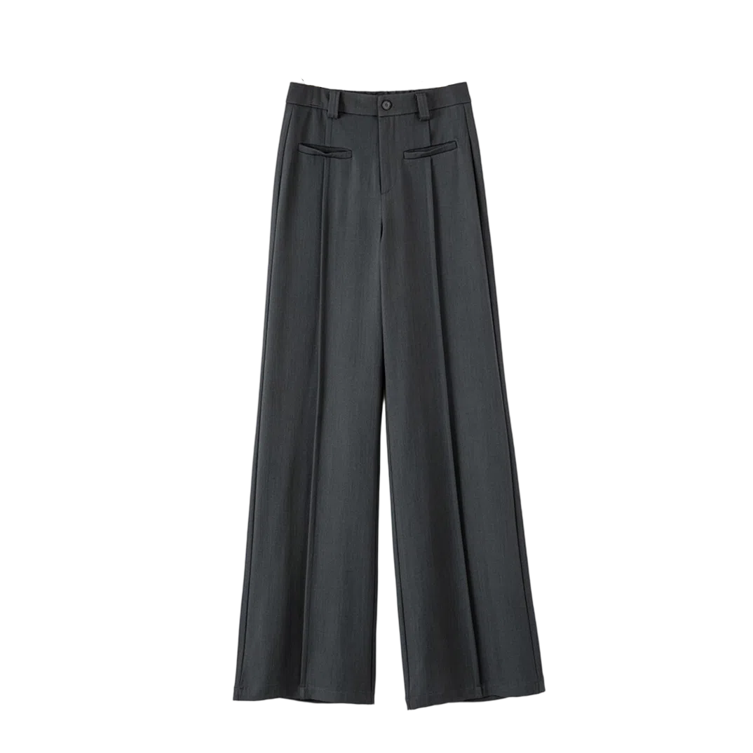 晚白 时尚通勤半松紧高腰窄版休闲裤 女款