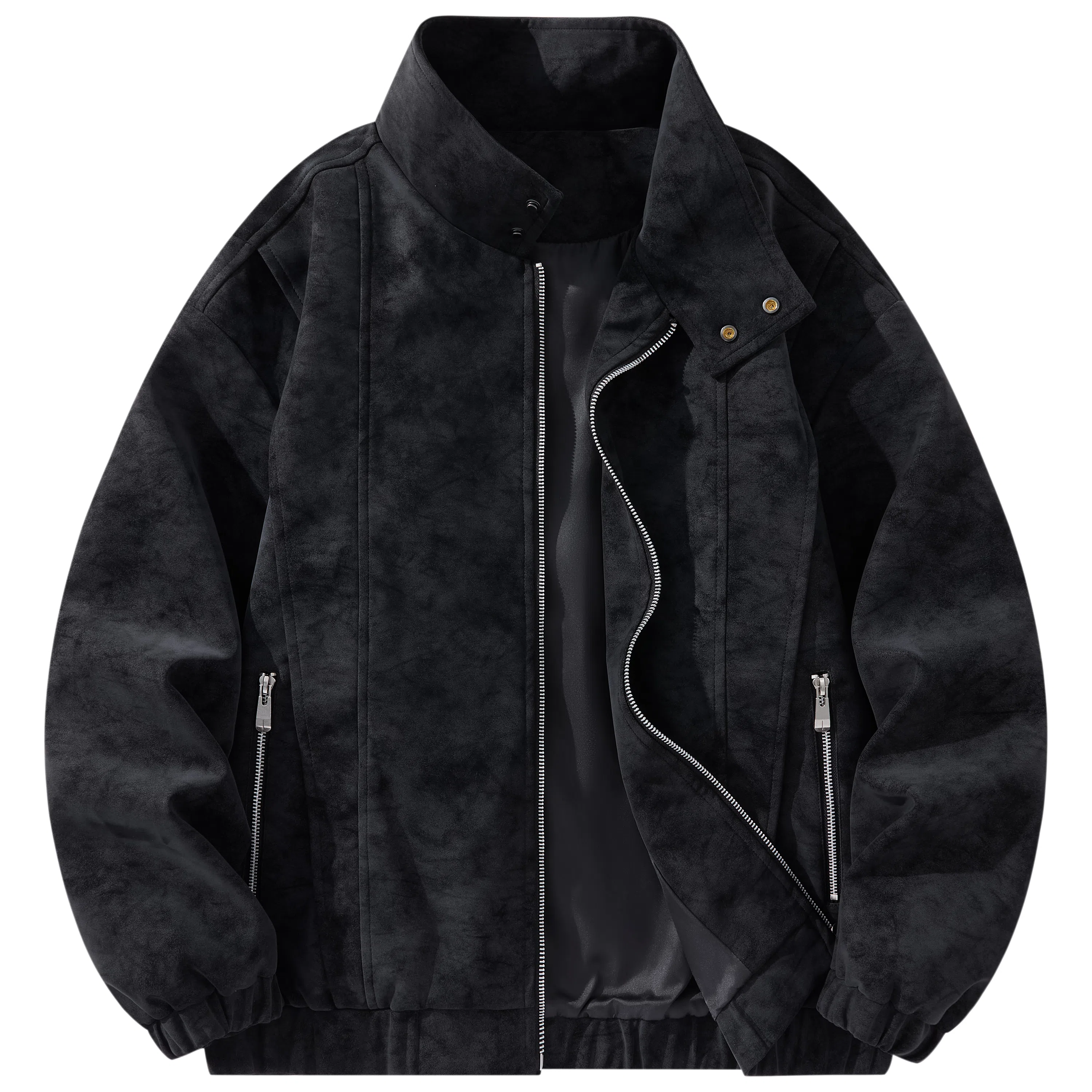 帕丁顿熊 复古日系工装拼接夹克外套简约宽松翻领休闲防风机车皮衣 男女同款