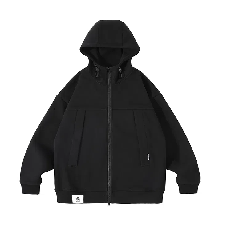 【dme】 秋季潮牌重磅日系休闲复古简约百搭街头情侣日常户外运动连帽拉链水洗色块港风宽松上衣长袖卫衣 男女同款