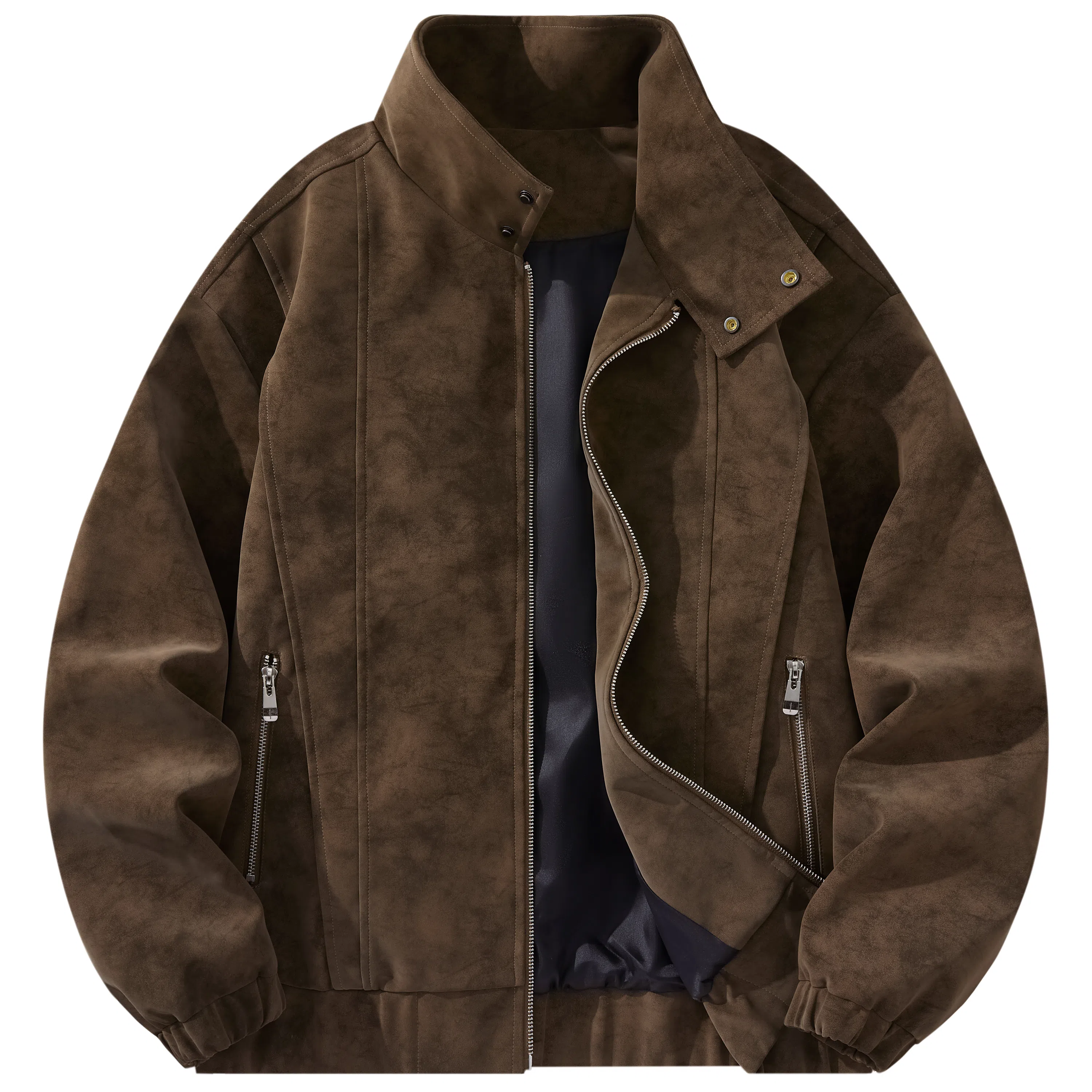 帕丁顿熊 复古日系工装拼接夹克外套简约宽松翻领休闲防风机车皮衣 男女同款