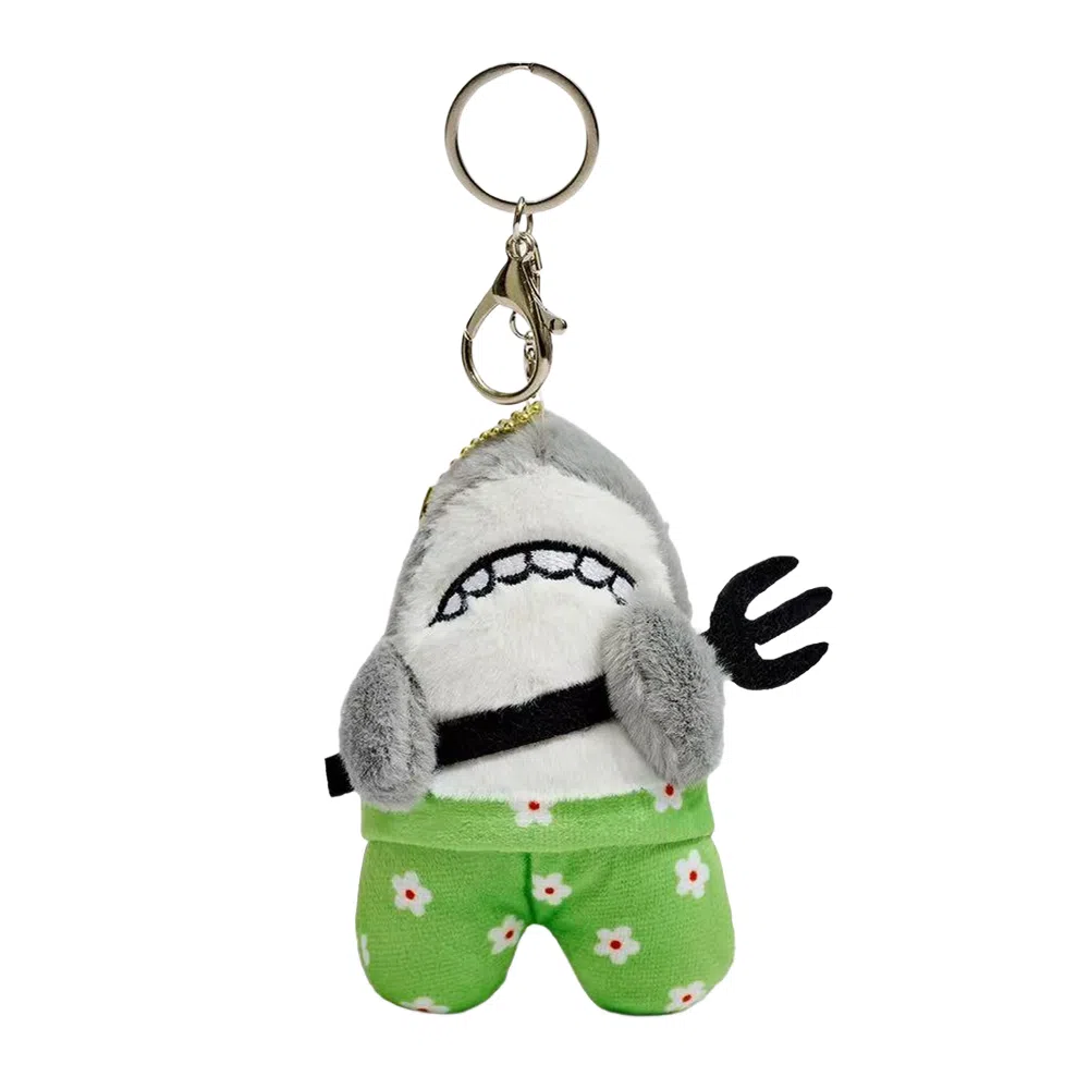 尚先生 年度丑东西搞怪鲨鱼谐音梗公仔书包包个性钥匙扣挂饰 毛绒 挂件 男女同款情侣款