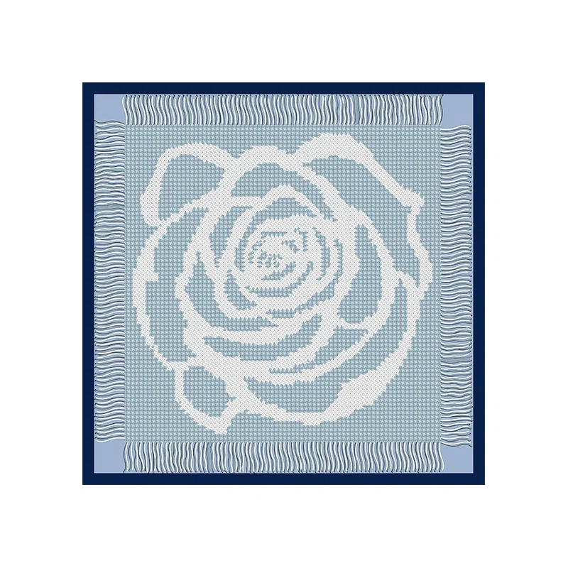 上海故事 真丝羊毛中方巾提花 桑蚕丝 丝巾 女款