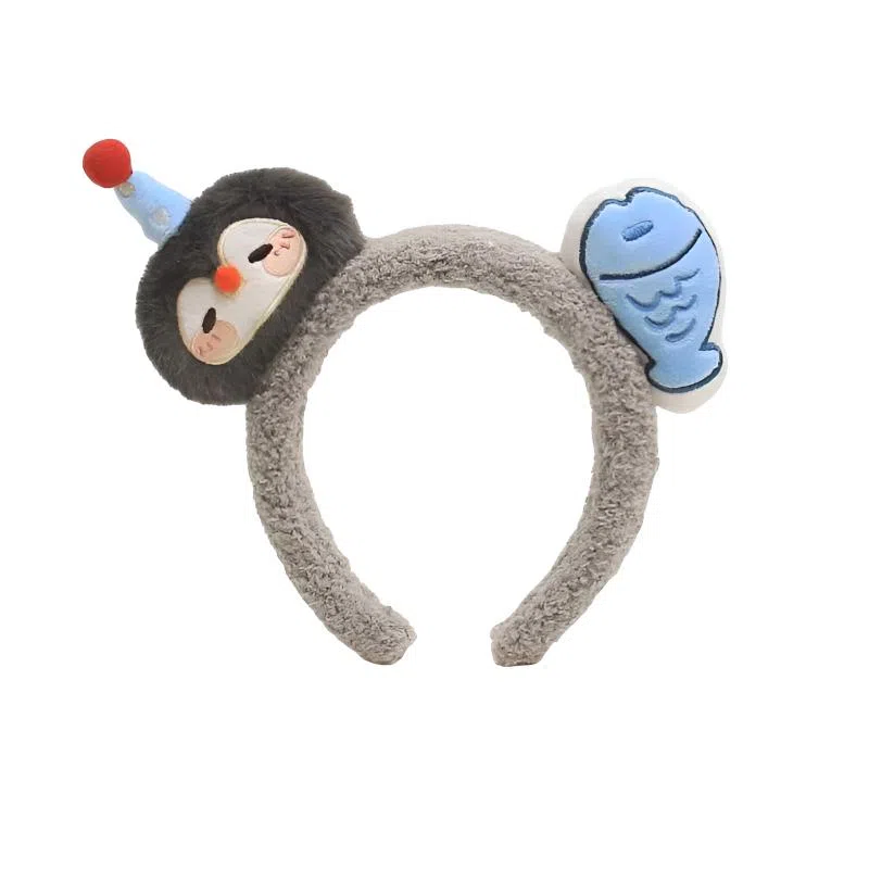 丹琴 可爱毛绒企鹅小鱼 卡通搞怪时尚洗脸化妆压发头箍创意发卡头饰 布艺 发箍 女款