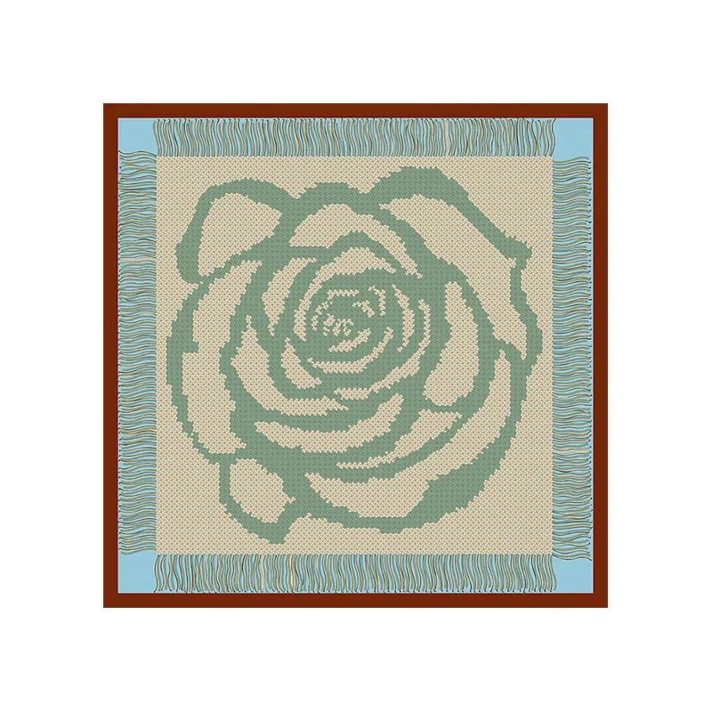 上海故事 真丝羊毛中方巾提花 桑蚕丝 丝巾 女款