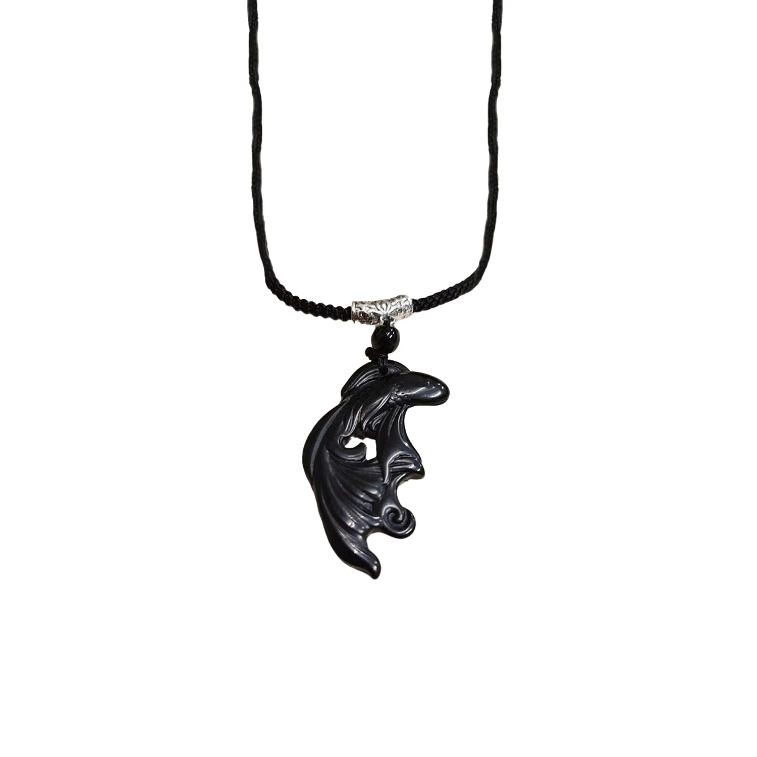 【招财纳福】 琢玉居 新中式水墨龙凤「鱼化龙」平安扣吊坠古风#好运 琉璃 情侣项链 男女同款情侣款