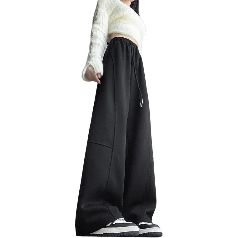 欧迪芬 宽松直筒运动高腰休闲裤 女款