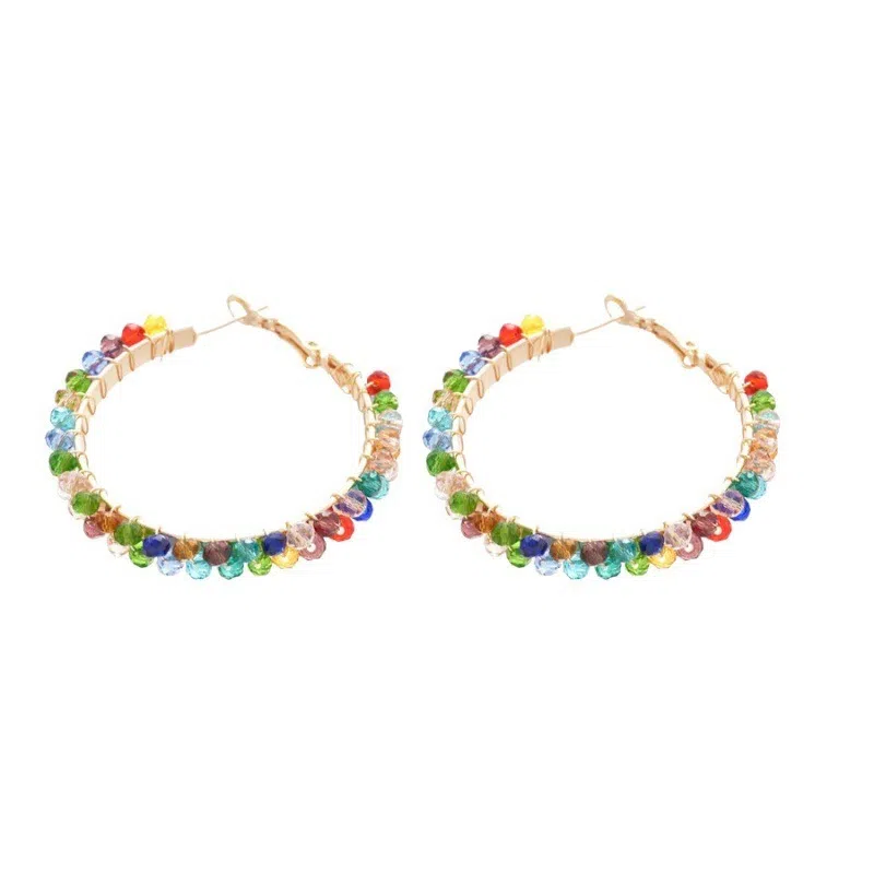 彤彤兔 百搭时尚彩色耳钉女小众设计感高级耳圈个性大气耳饰 合金树脂 耳环 女款