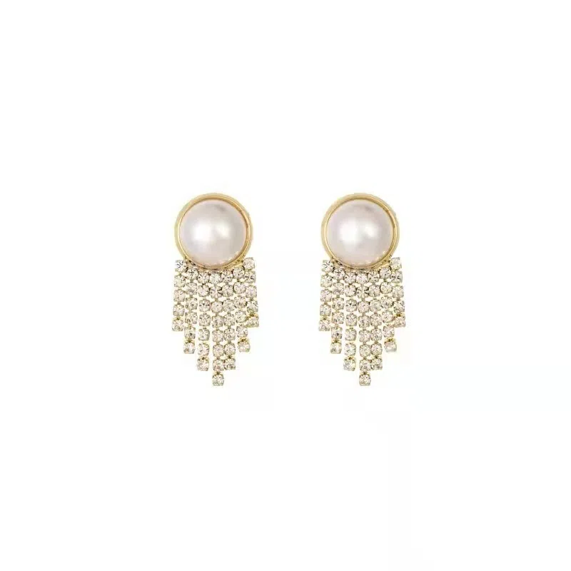 彤彤兔 复古镶钻耳环女温柔港风百搭设计感耳饰 合金树脂 耳钉 女款