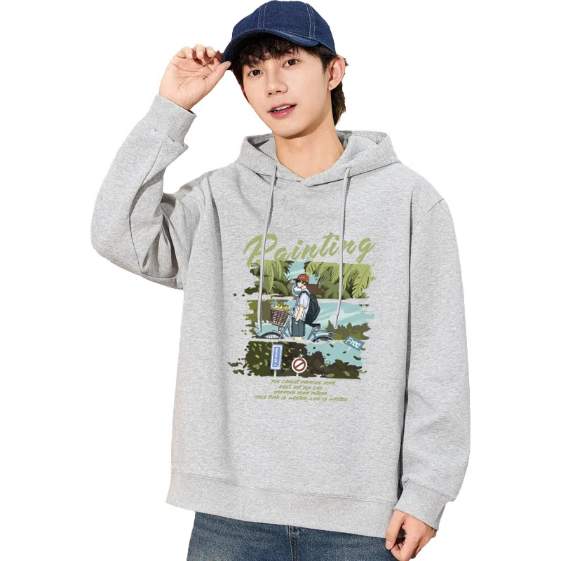 兰缪 出街炸街款嘻哈街头中性风美式复古潮流男友风柔软舒适时尚休闲高品质重磅连帽卫衣 男女同款