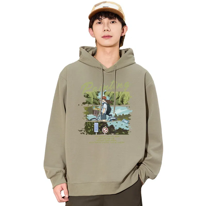 兰缪 日常通勤款款嘻哈街头中性风美式复古潮流男友风柔软舒适时尚休闲高品质重磅连帽卫衣 男女同款