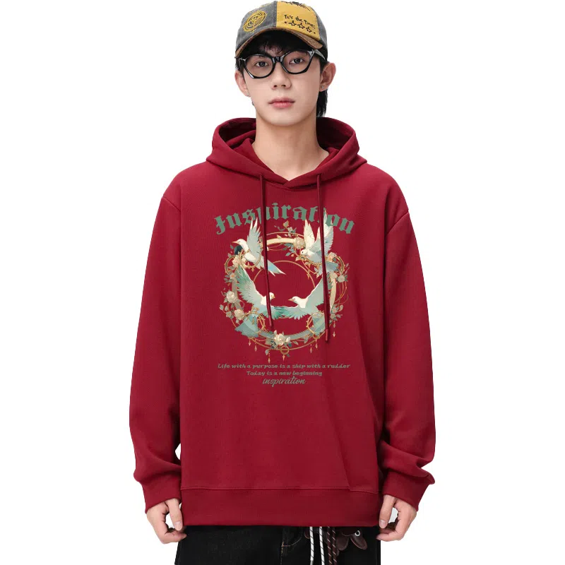 兰缪 嘻哈街头中性风美式复古潮流男友风柔软舒适时尚休闲高品质重磅连帽卫衣 男女同款