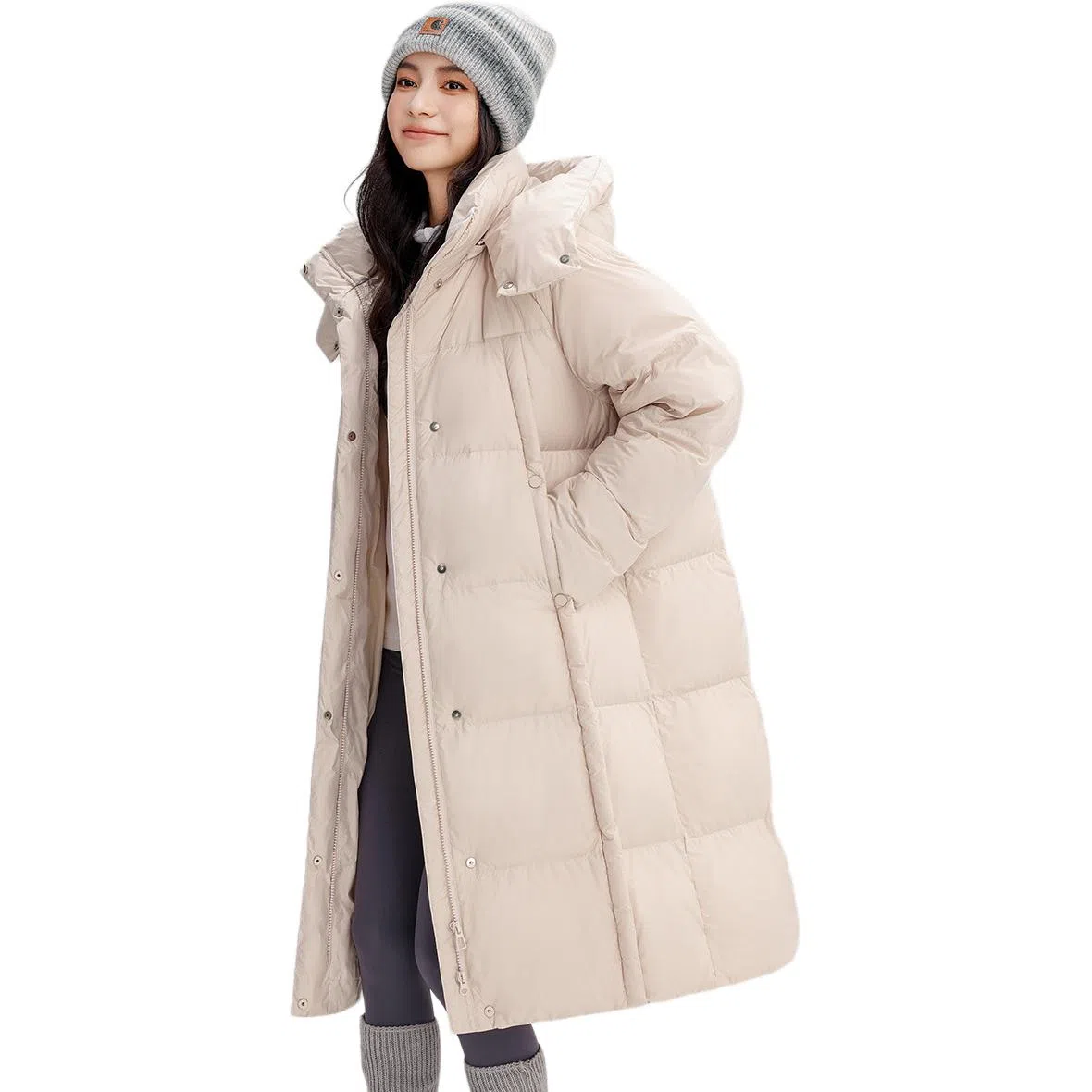 鸭鸭 【简约百搭】长款韩系纯色学生党通勤休闲厚款羽绒服 女款