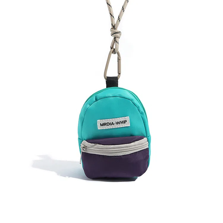 玄唐 潮牌撞色书包零钱包迷你钥匙扣便携耳机证件收纳小包挂饰 涤纶 挂件 男女同款情侣款