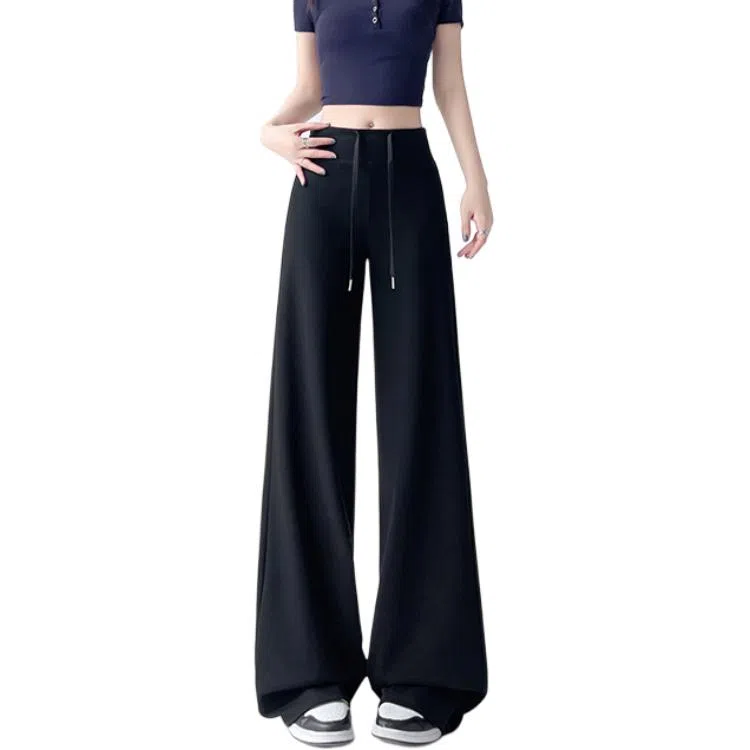 欧迪芬 灰色时尚美式窄版直筒速干跑步运动裤女士宽松慵懒风纯棉糯米裤微喇瑜伽裤卫裤高腰设计垂感百搭休闲设计感显瘦阔腿裤休闲裤 女款