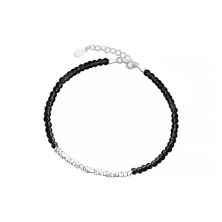 【S999足银纯银】 七七银饰 碎银盘缠 发财暴富 新中式国潮风复古设计 简约时尚轻奢本命年转运珠 招财纳福好运 玛瑙 手链 男女同款情侣款