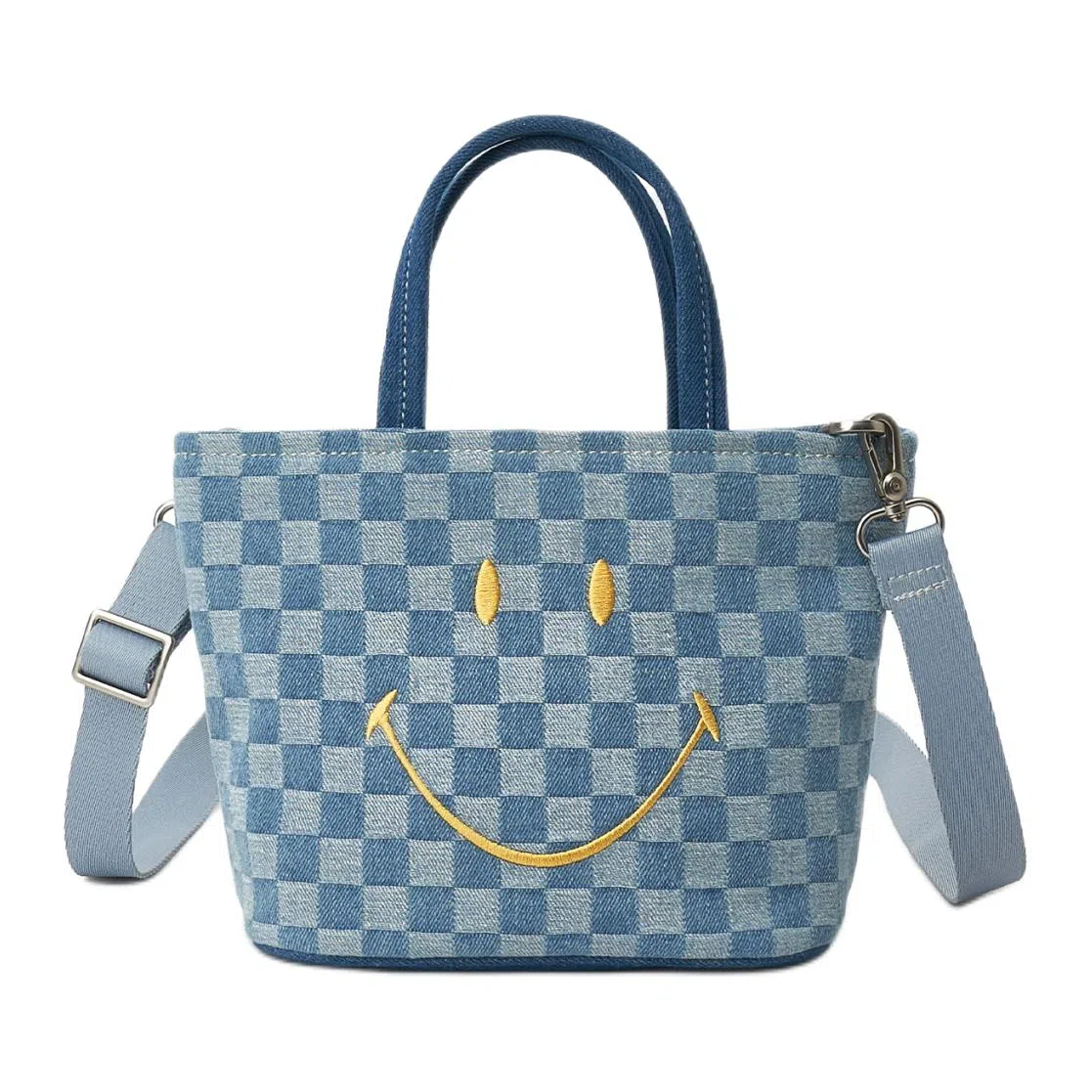 Lee x Smiley Checkered Tote Bag Blue