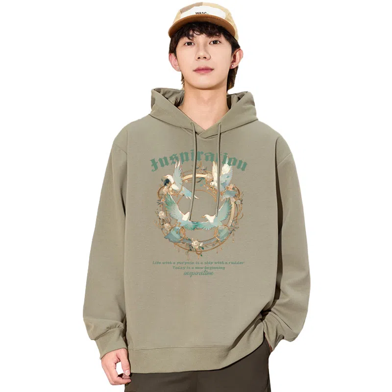 兰缪 嘻哈街头中性风美式复古潮流男友风柔软舒适时尚休闲高品质重磅连帽卫衣 男女同款