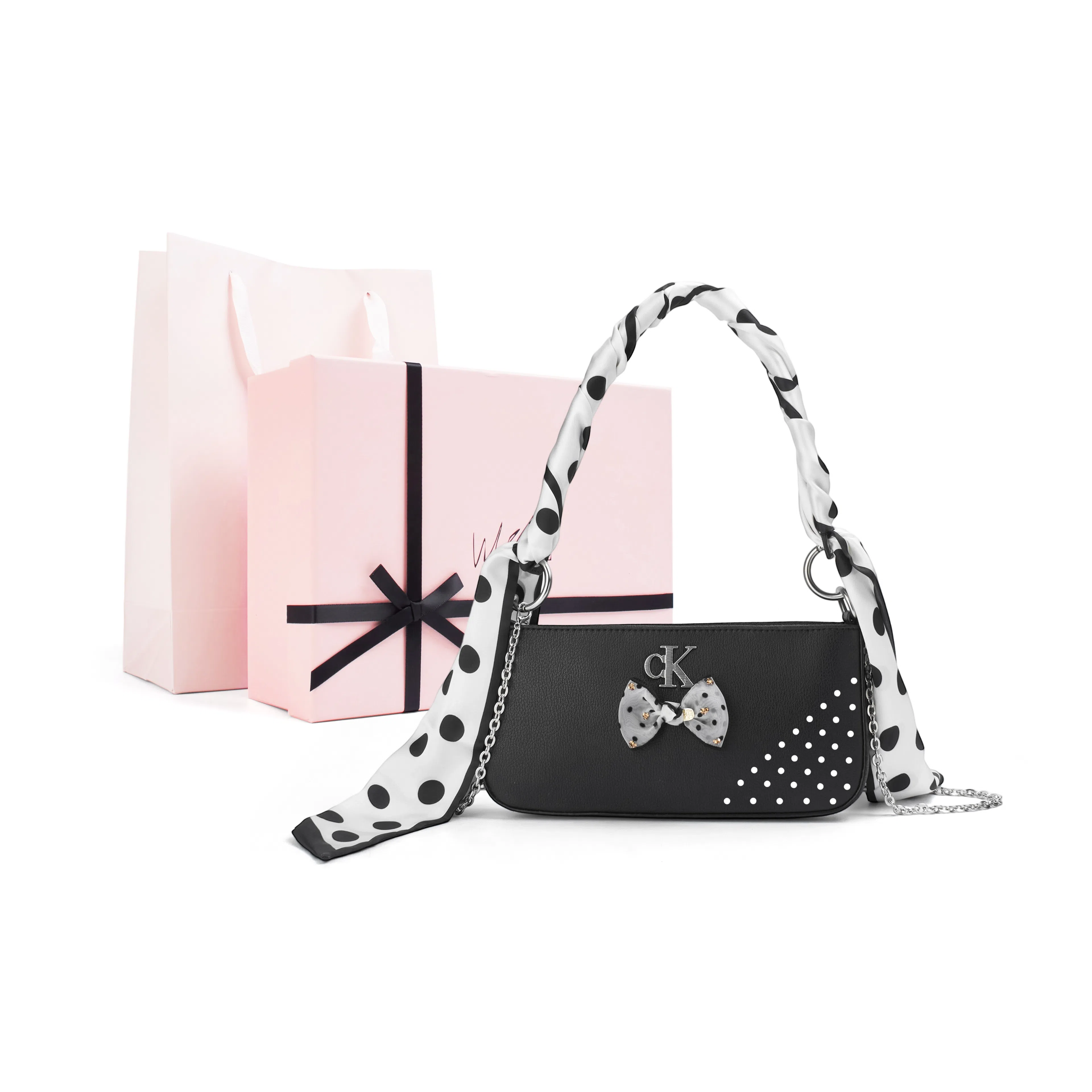 Calvin Klein Edor Woven Flower Shoulder Bag Black