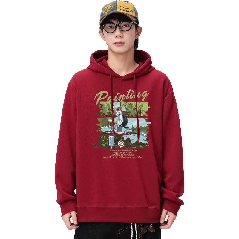 兰缪 日常通勤款款嘻哈街头中性风美式复古潮流男友风柔软舒适时尚休闲高品质重磅连帽卫衣 男女同款