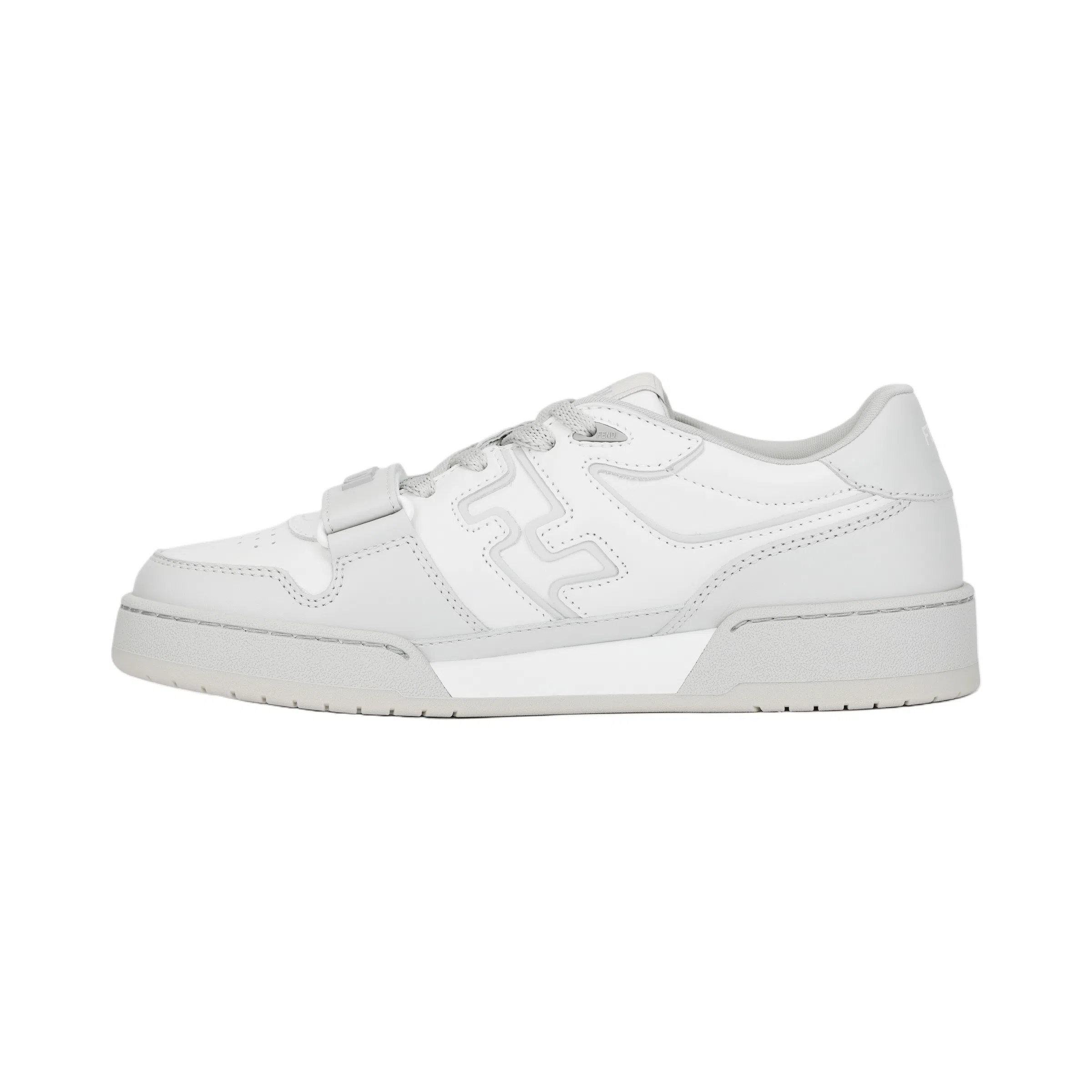 Fendi Leather Round Toe Low Sneakers White