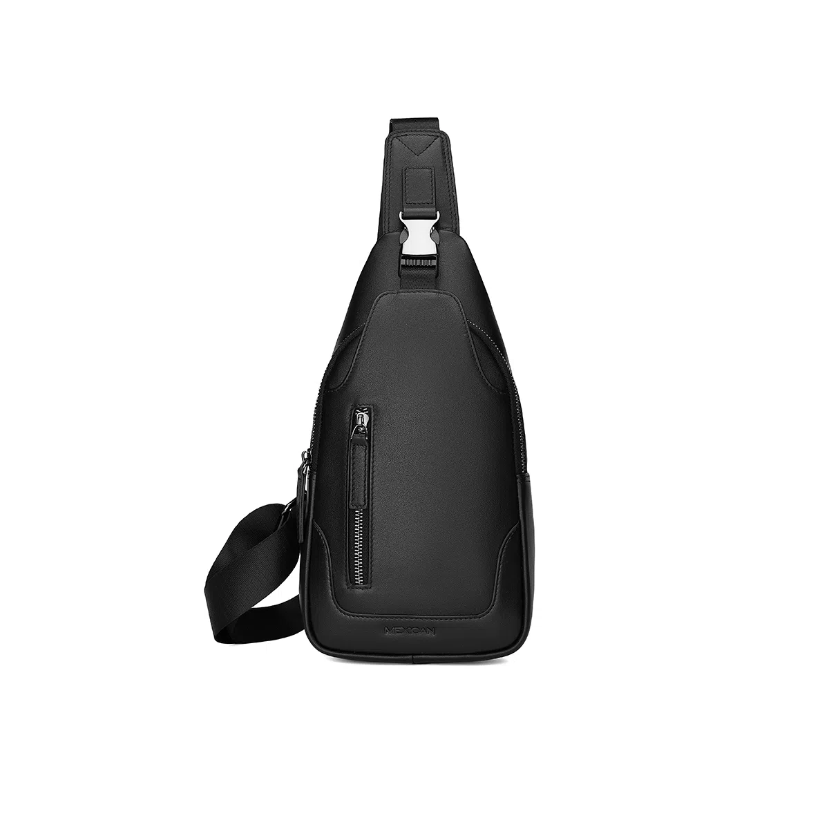 稻草人 潮流时尚机能机车骑行休闲通勤 牛皮革 单肩斜挎包腰包胸包 常规 男款 黑色