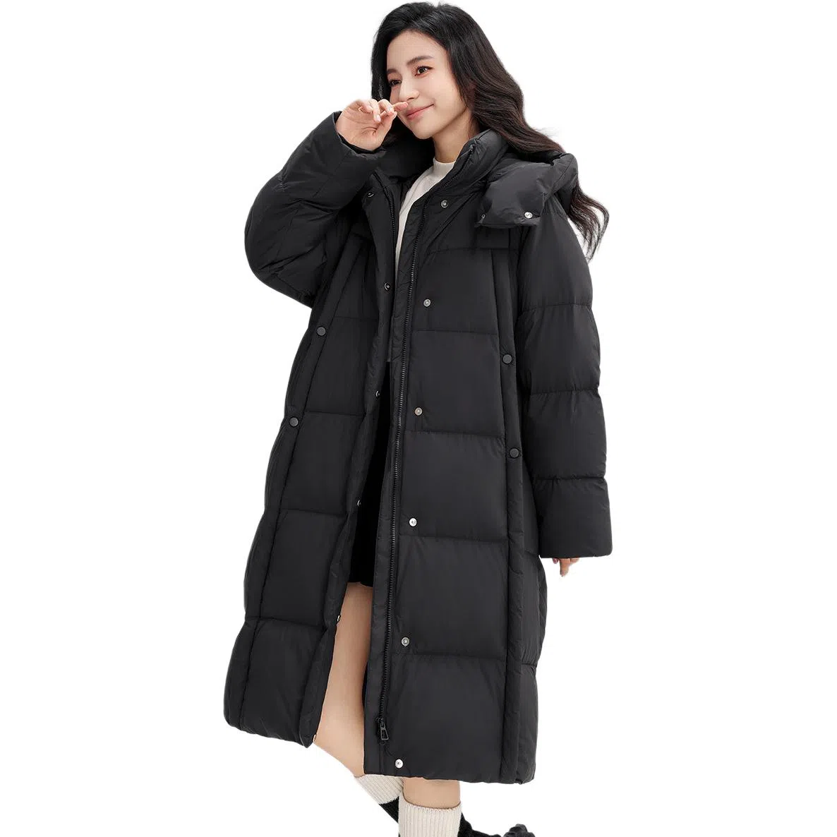 鸭鸭 【简约百搭】长款韩系纯色学生党通勤休闲厚款羽绒服 女款