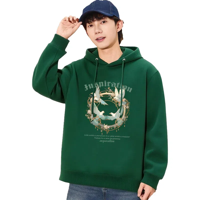 兰缪 中性风美式复古街头潮流男友风柔软舒适时尚休闲高品质重磅连帽卫衣 男女同款