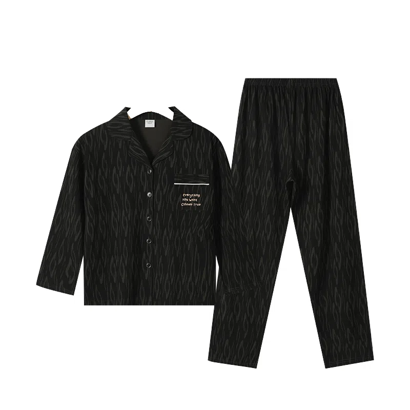 欧迪芬 纯棉家居服舒适透气长袖开衫翻领四季款睡衣套装 女款 单件装